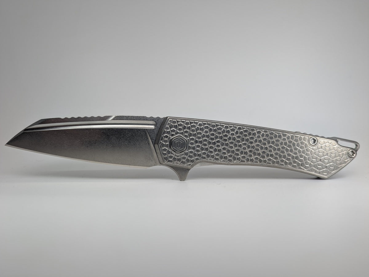 Mojave Raw Ti (CPM S90V | Stonewash | Turtle Handle) Framelock Folding Knife #883