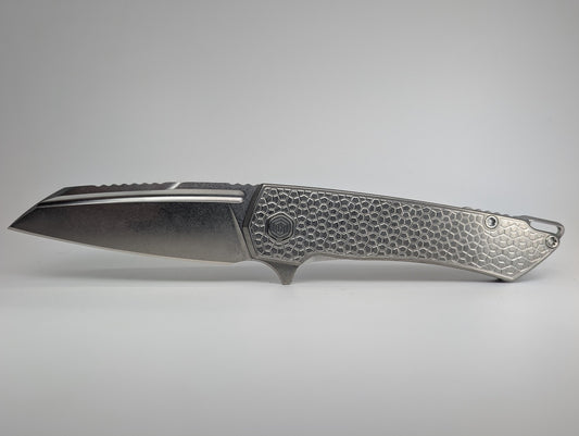 Mojave Raw Ti (CPM S90V | Stonewash | Turtle Handle) Framelock Folding Knife #883