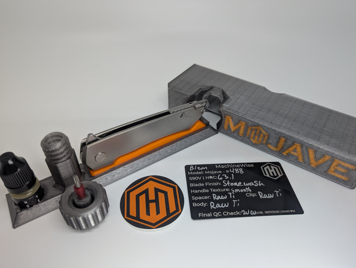 MachineWise Mojave Raw (CPM S90V | Stonewash | Smooth Handle) Framelock Folding Knife 488 *BLEM*
