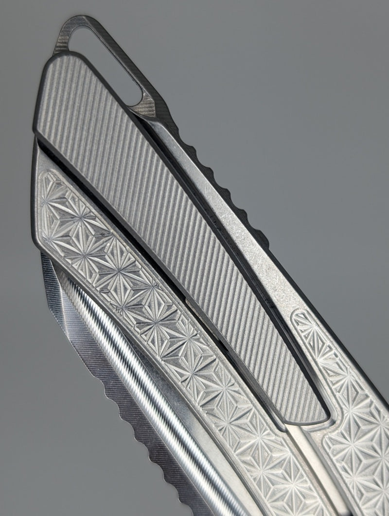 MachineWise Mojave Stonewashed Ti (Stonewash | Stars | Finestep Clip) Framelock Folding Knife #758