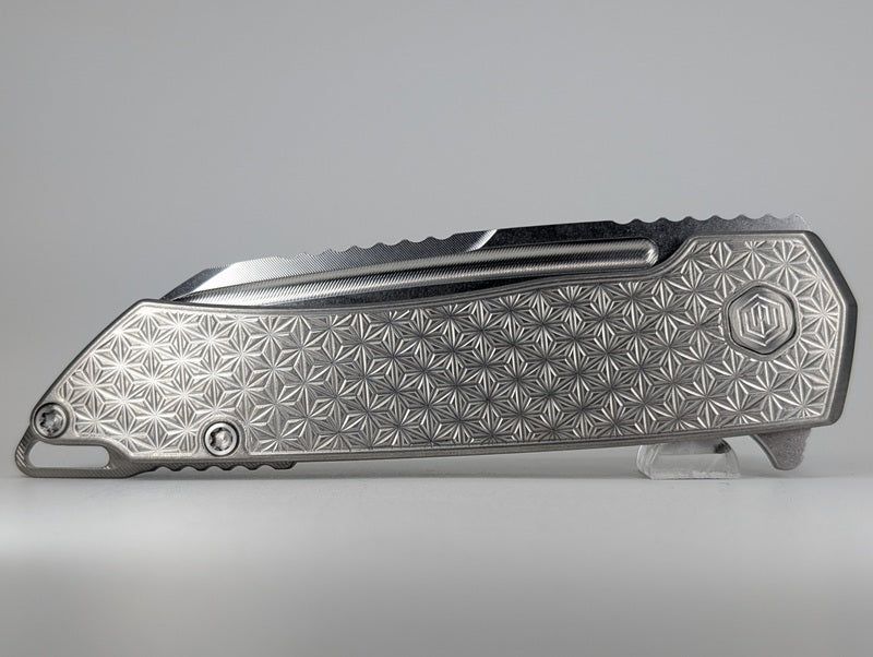 MachineWise Mojave Stonewashed Ti (Stonewash | Stars | Finestep Clip) Framelock Folding Knife #758