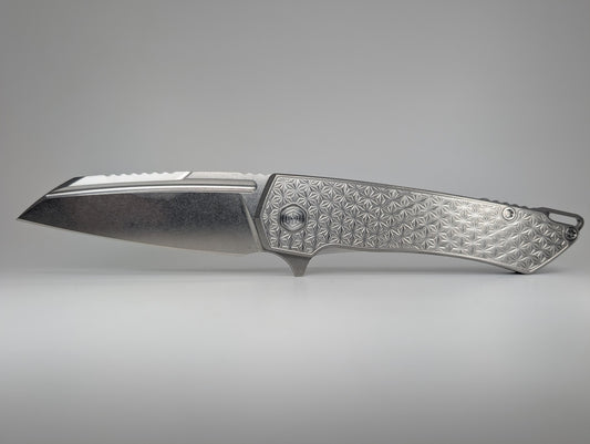 MachineWise Mojave Stonewashed Ti (Stonewash | Stars | Finestep Clip) Framelock Folding Knife #758