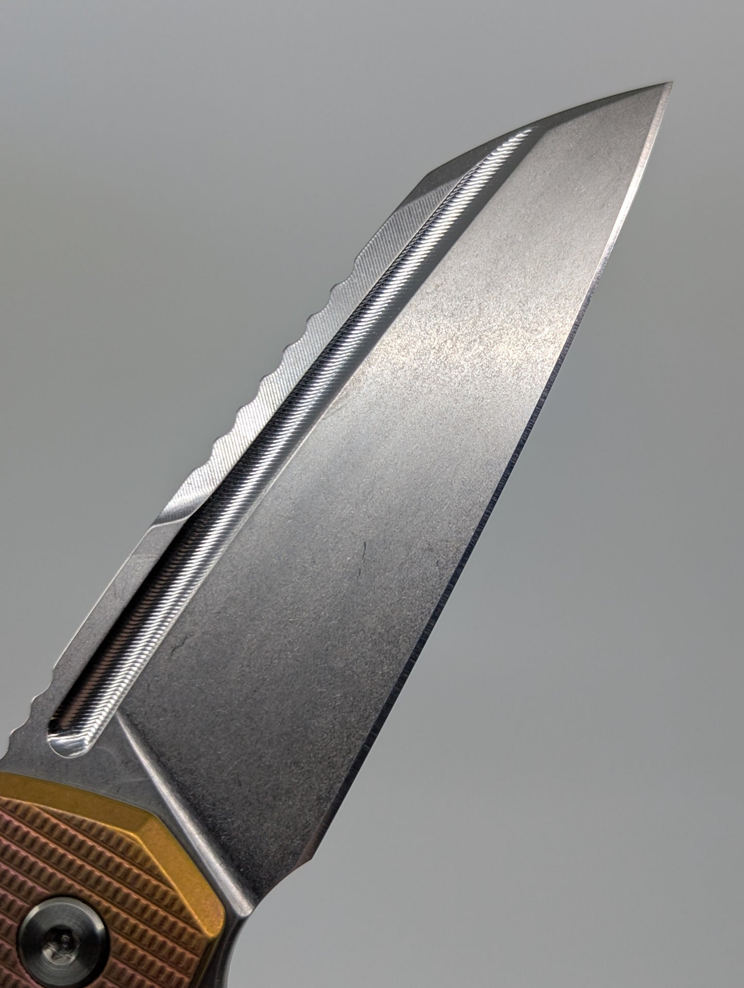 Mojave Sunset Fade (CPM S90V | Stonewash | Grenade Handle) Framelock Folding Knife #977