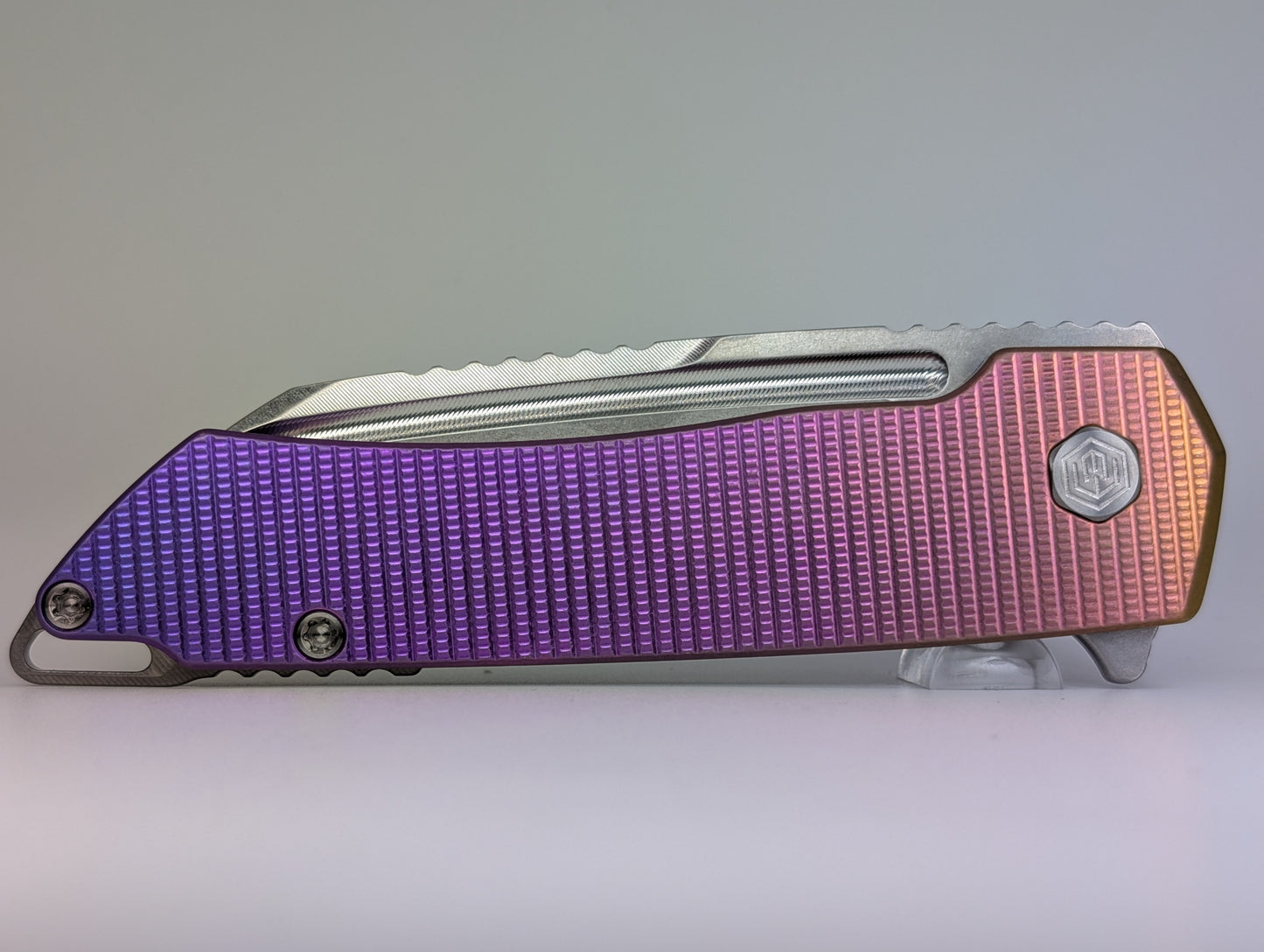 Mojave Sunset Fade (CPM S90V | Stonewash | Grenade Handle) Framelock Folding Knife #977