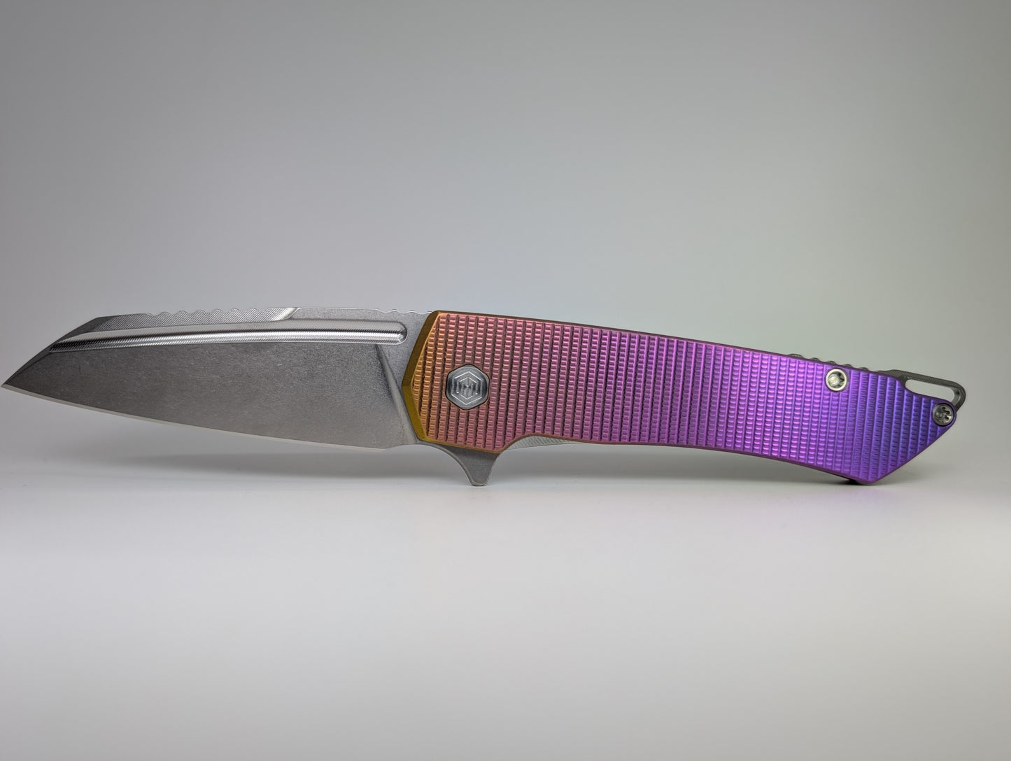 Mojave Sunset Fade (CPM S90V | Stonewash | Grenade Handle) Framelock Folding Knife #977