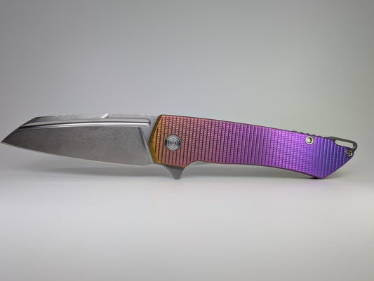 Mojave Sunset Fade (CPM S90V | Stonewash | Grenade Handle) Framelock Folding Knife #977