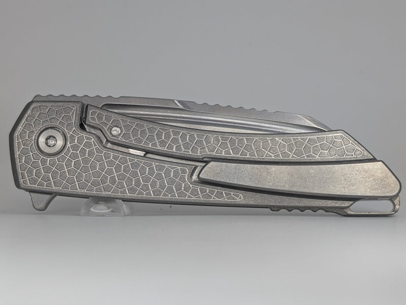 MachineWise Mojave Raw Ti (S90V | Turtle Handle) Framelock Folding Knife #1478