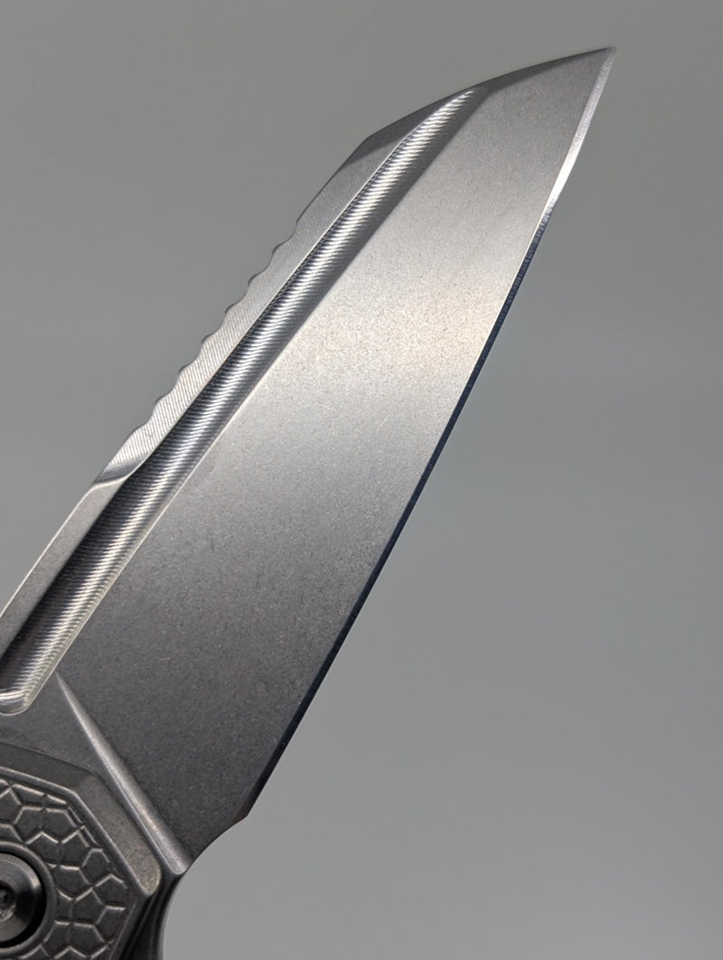 MachineWise Mojave Raw Ti (S90V | Turtle Handle) Framelock Folding Knife #1478