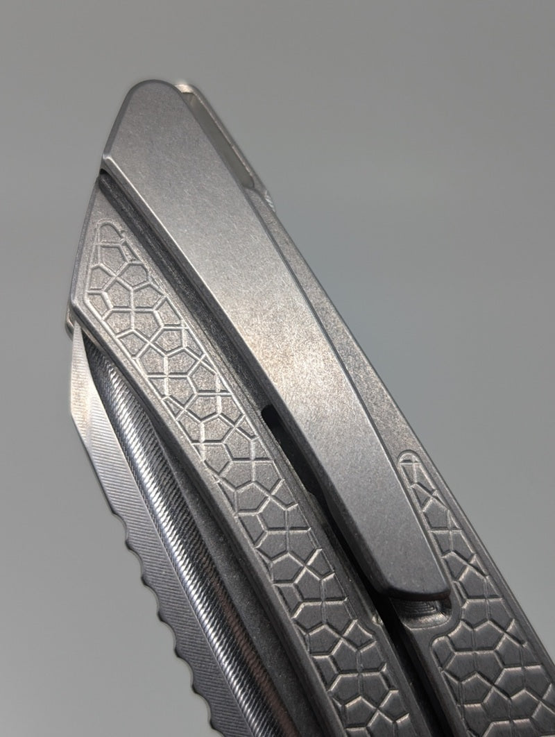 MachineWise Mojave Raw Ti (S90V | Turtle Handle) Framelock Folding Knife #1478