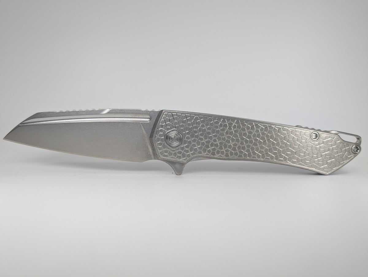 MachineWise Mojave Raw Ti (S90V | Turtle Handle) Framelock Folding Knife #1478