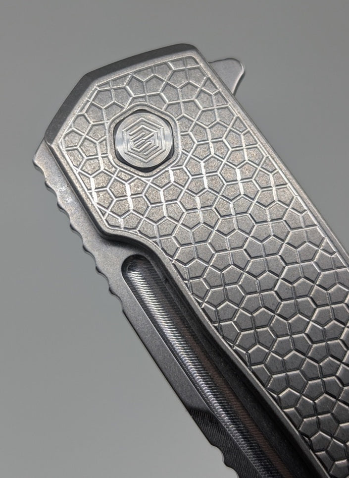 MachineWise Mojave Raw Ti (S90V | Turtle Handle) Framelock Folding Knife #1478