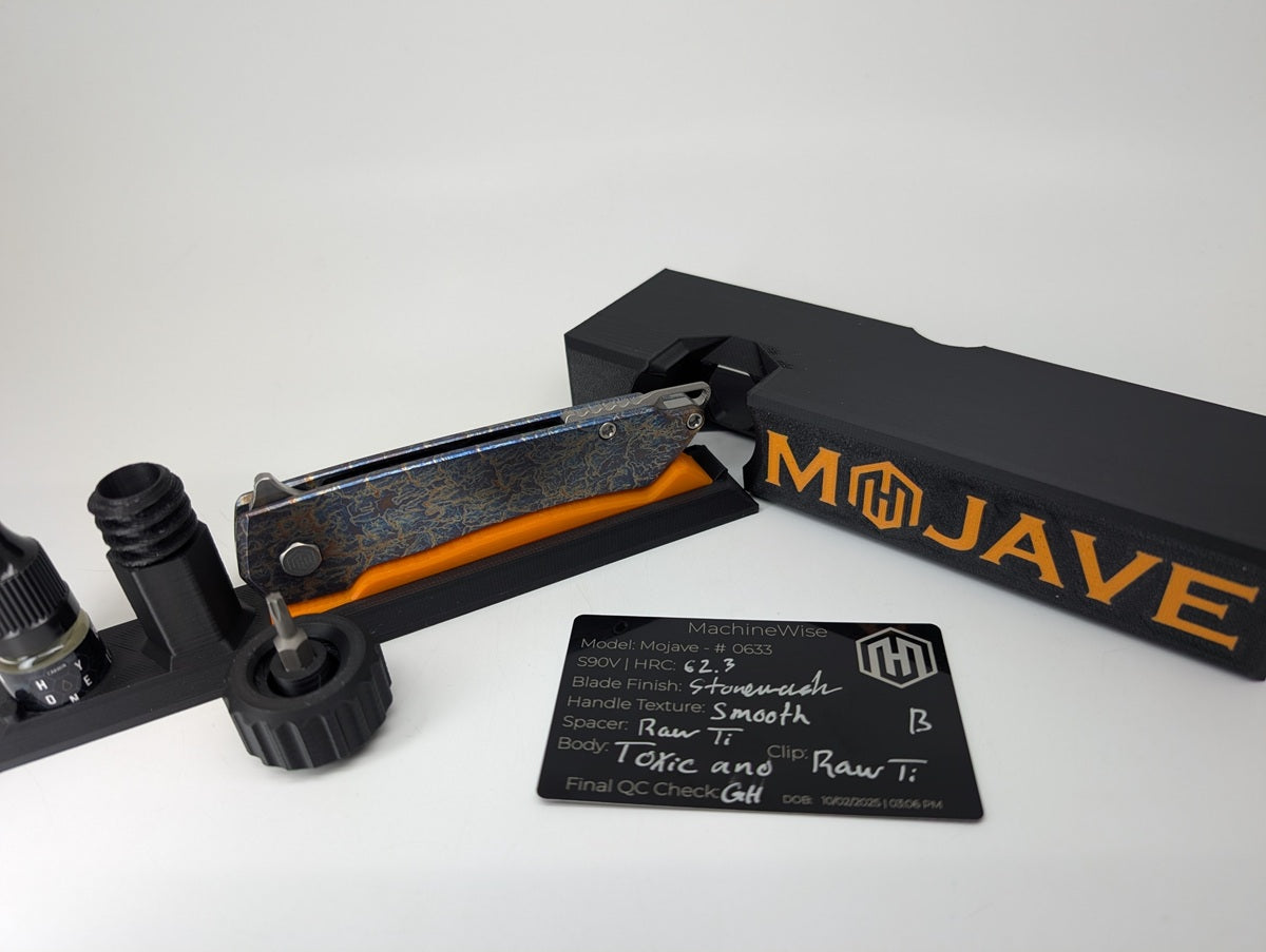 MachineWise Mojave Toxic (S90V | Stonewash | Smooth Handle) Framelock Folding Knife #633 *BLEM*