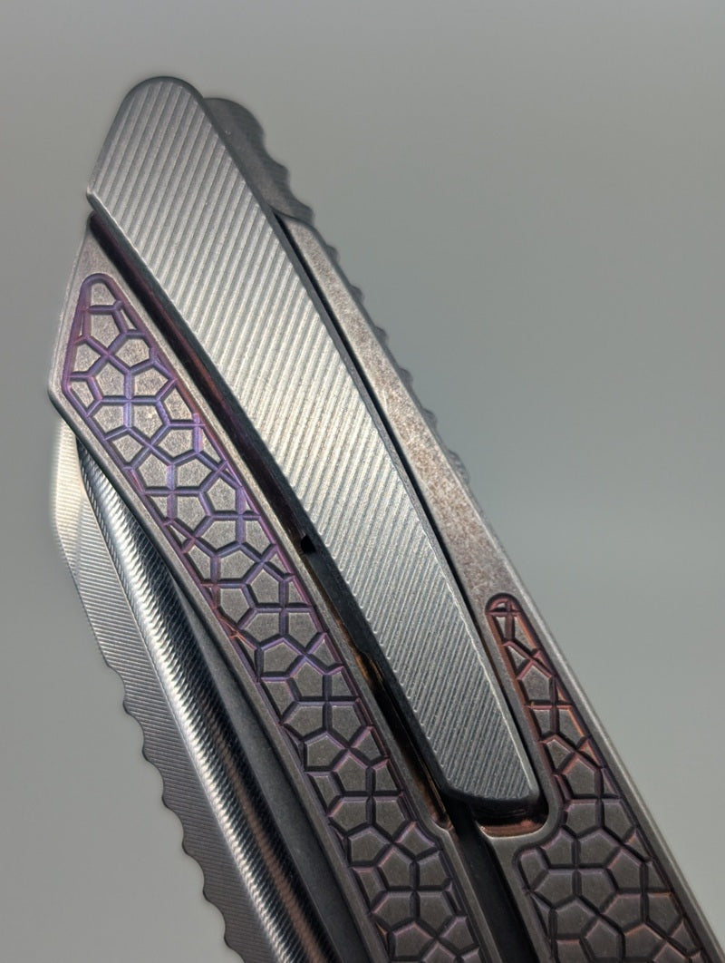MachineWise Mojave Purple Fade Distress (S90V | Turtle Handle) Framelock Folding Knife #1457 *BLEM*