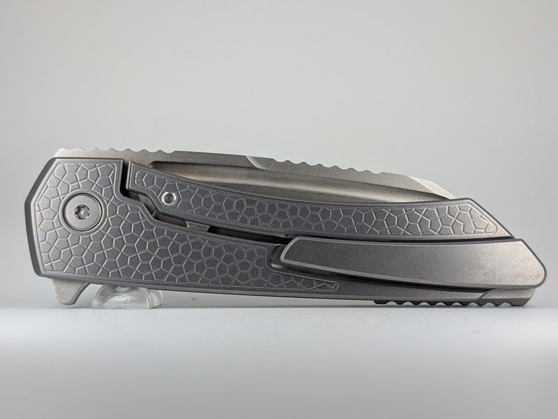 MachineWise Mojave Raw Ti (CPM S90V | Lightwash | Turtle Handle) Framelock Folding Knife 579 *BLEM*