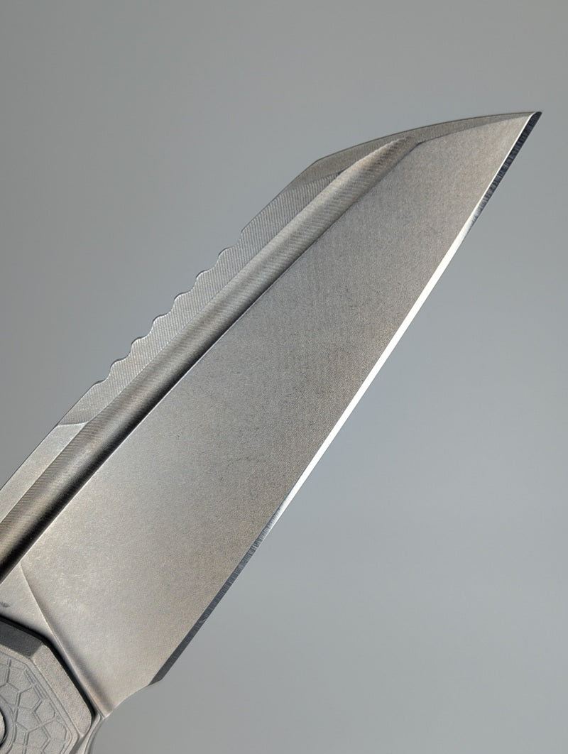 MachineWise Mojave Raw Ti (CPM S90V | Lightwash | Turtle Handle) Framelock Folding Knife 579 *BLEM*