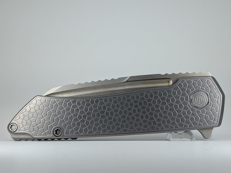 MachineWise Mojave Raw Ti (CPM S90V | Lightwash | Turtle Handle) Framelock Folding Knife 579 *BLEM*