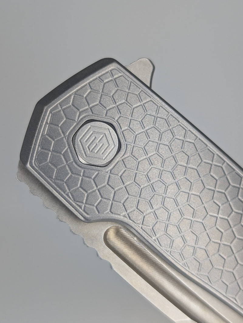 MachineWise Mojave Raw Ti (CPM S90V | Lightwash | Turtle Handle) Framelock Folding Knife 579 *BLEM*
