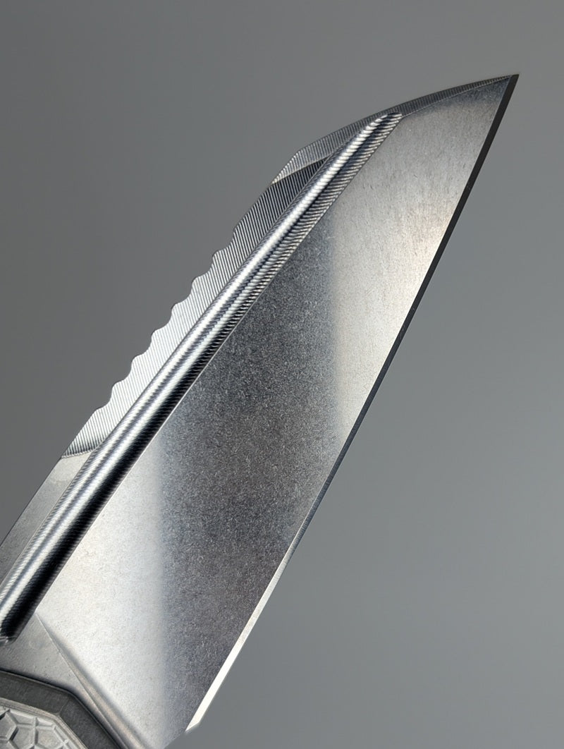 MachineWise Mojave Raw Ti (Stonewash | Turtle | Finestep Clip) Framelock Folding Knife #759