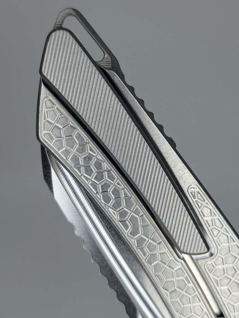 MachineWise Mojave Raw Ti (Stonewash | Turtle | Finestep Clip) Framelock Folding Knife #759