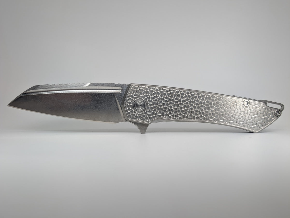 MachineWise Mojave Raw Ti (Stonewash | Turtle | Finestep Clip) Framelock Folding Knife #759