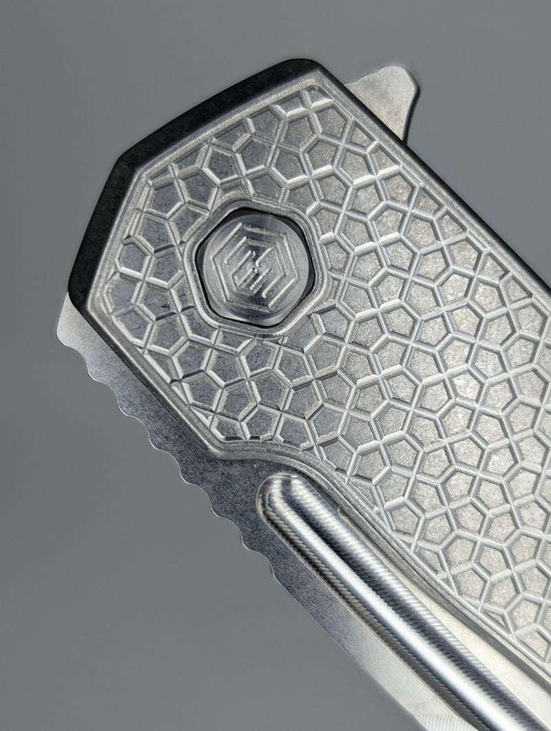 MachineWise Mojave Raw Ti (Stonewash | Turtle | Finestep Clip) Framelock Folding Knife #759