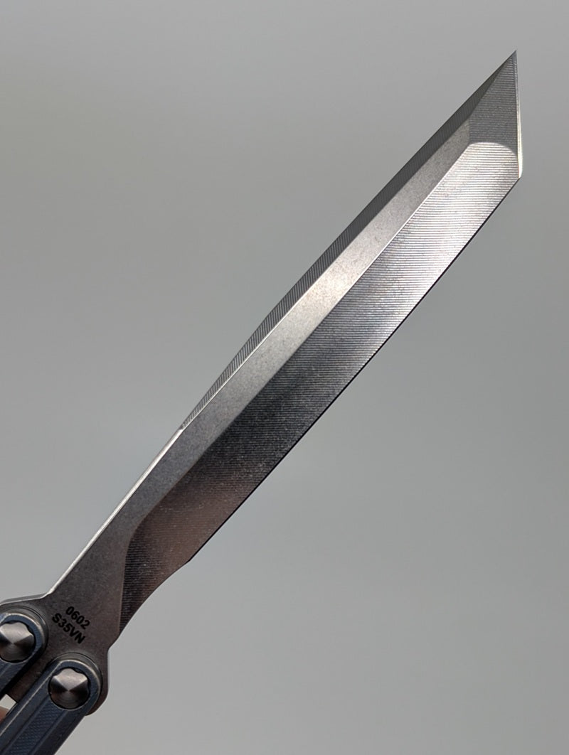 MachineWise Opus V2 Denim Blue w/ Distress Live Blade Balisong