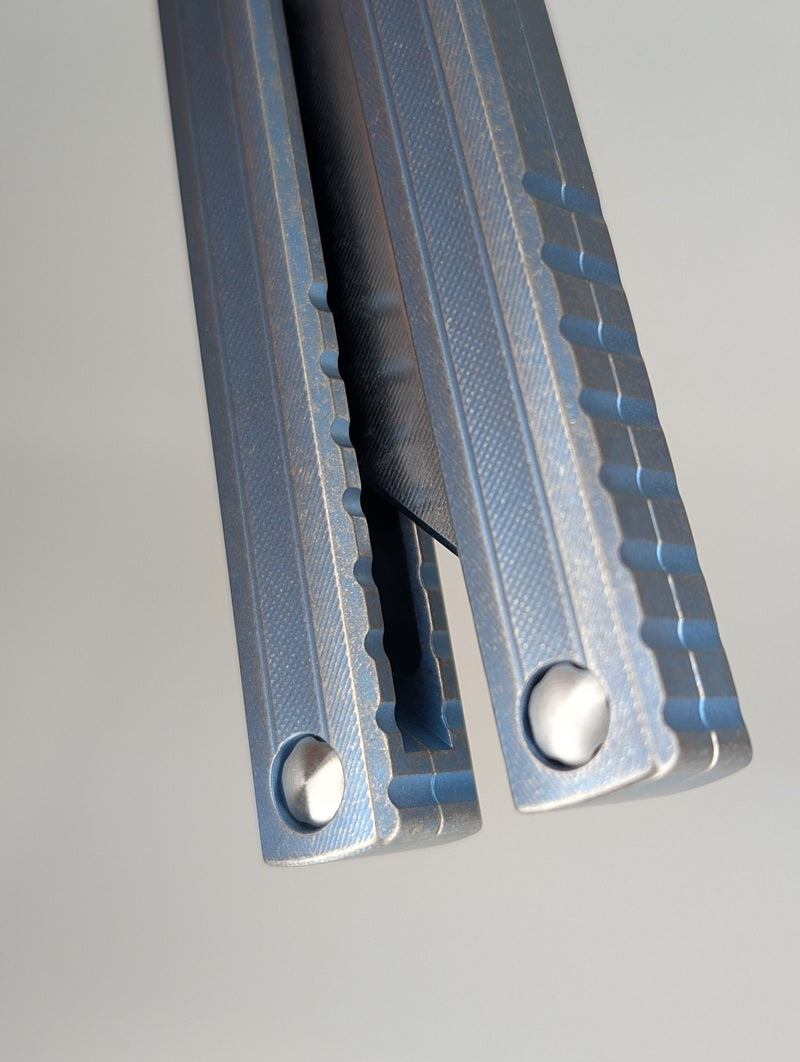 MachineWise Opus V2 Denim Blue w/ Distress Live Blade Balisong
