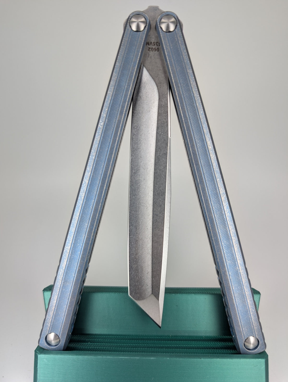 MachineWise Opus V2 Denim Blue w/ Distress Live Blade Balisong