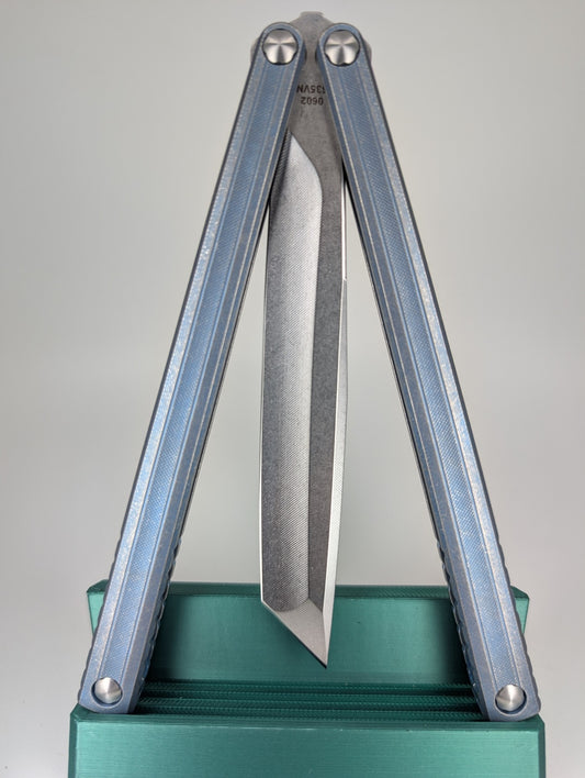 MachineWise Opus V2 Denim Blue w/ Distress Live Blade Balisong