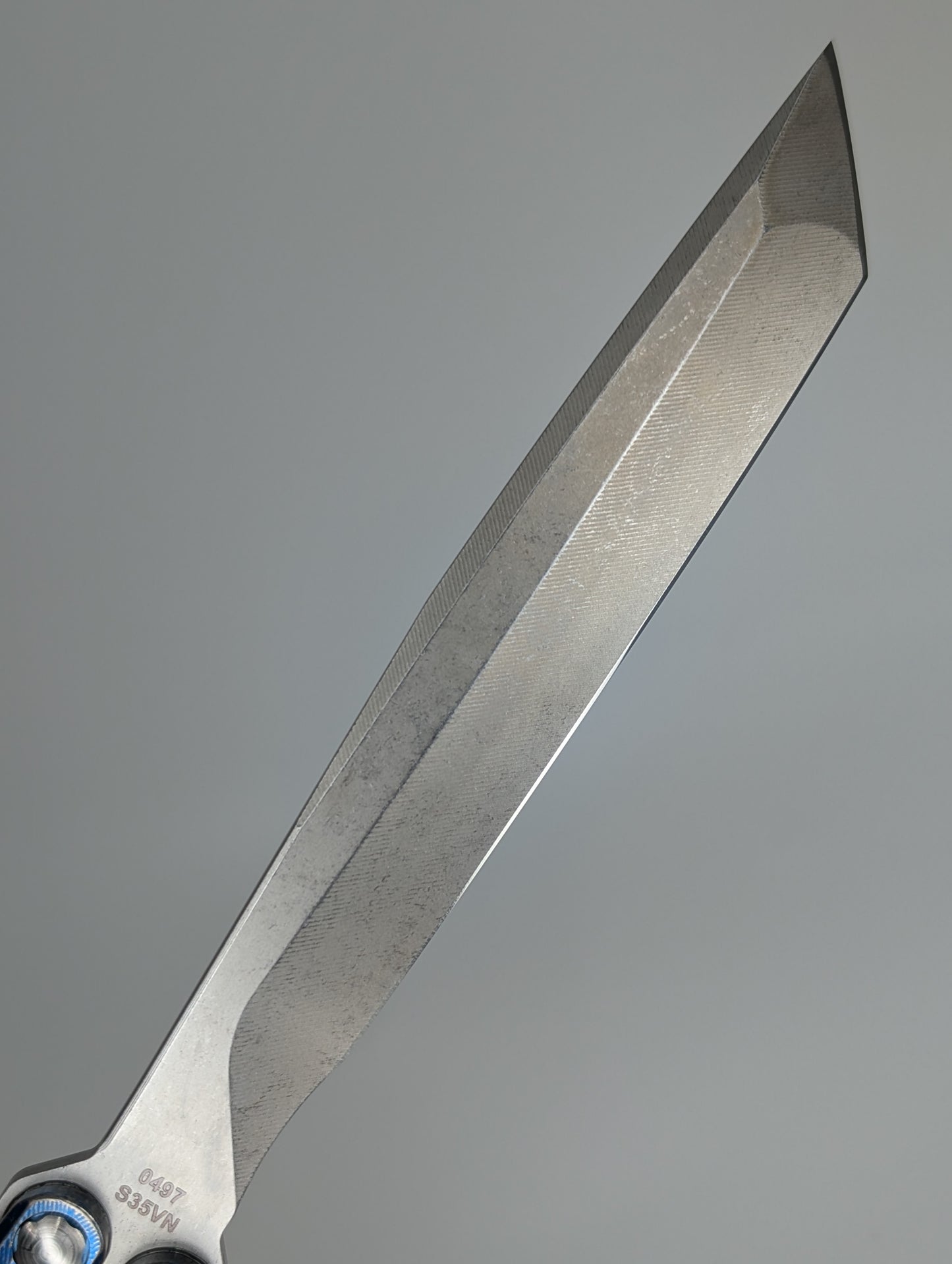 MachineWise Opus V2 Navy w/ Distress Titanium Live Blade Balisong #497
