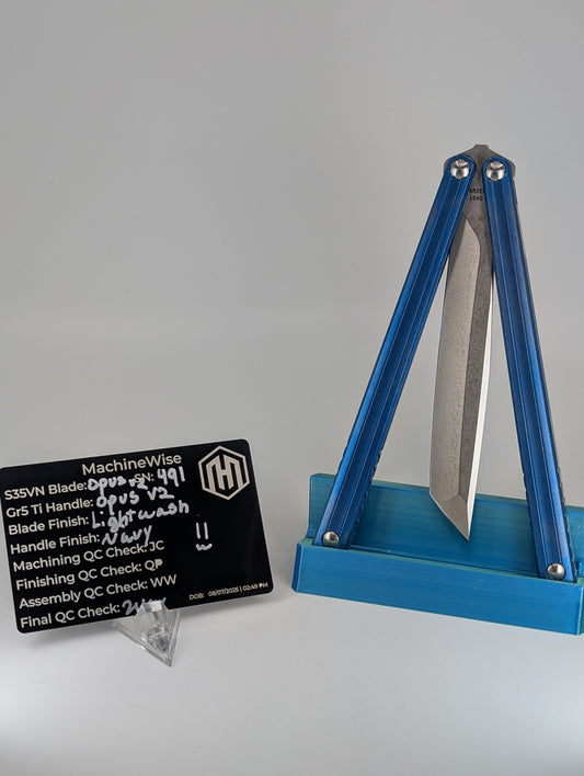 MachineWise Opus V2 Navy Titanium Live Blade Balisong #491