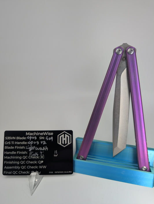 MachineWise Opus V2 Pink Ti Live Blade Balisong #509