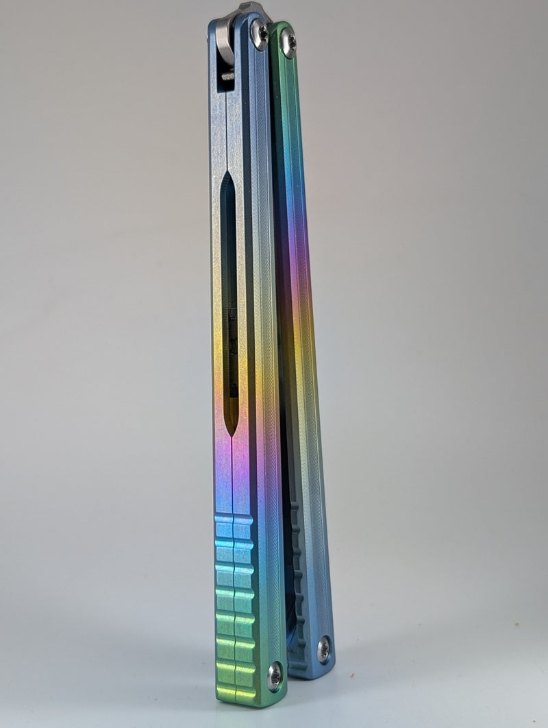MachineWise OPUS V2 Rainbow Titanium Live Blade Balisong #675