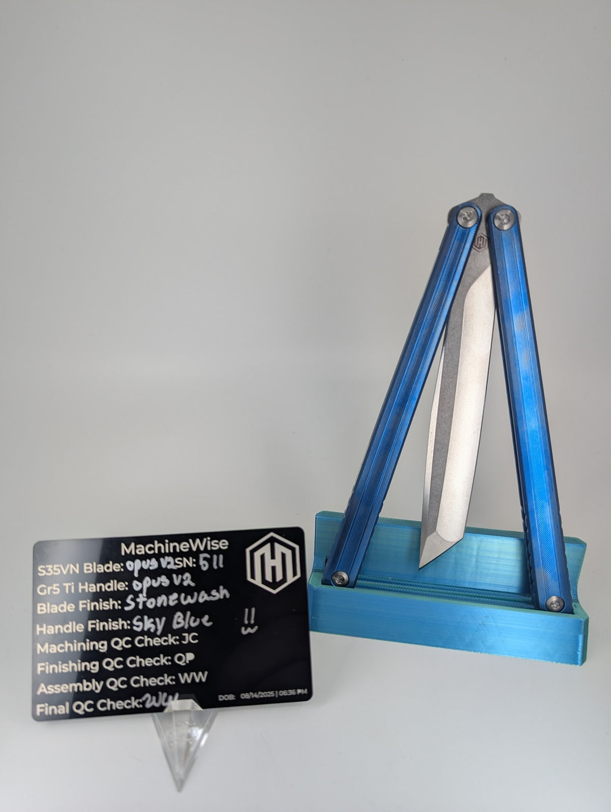 MachineWise Opus V2 Sky Blue Live Blade Balisong