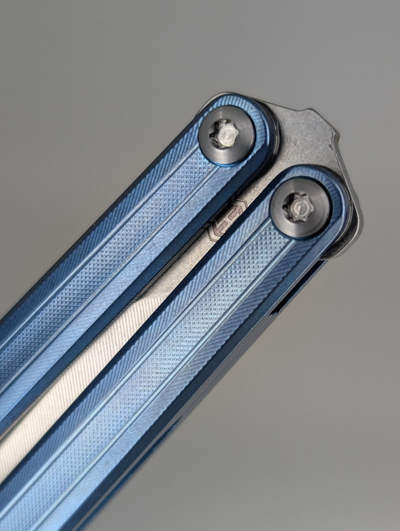 MachineWise Opus V2 Sky Blue Titanium Live Blade Balisong #504