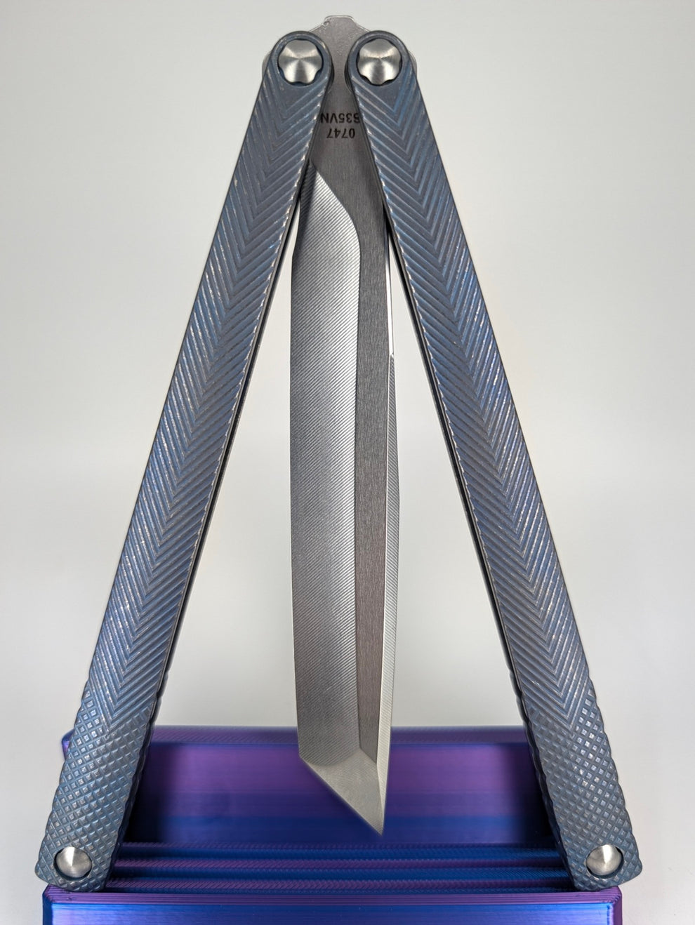 MachineWise Serif Purple Fade Titanium Live Blade Balisong #886 – Penchetta