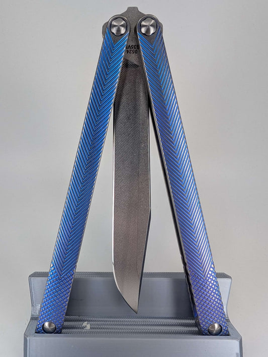 MachineWise Serif ( S35VN | Grade 5 Titanium | Blurple Distressed ) Live Blade Balisong #524