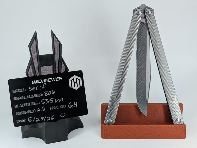 MachineWise Serif Raw Titanium Live Blade Balisong #806