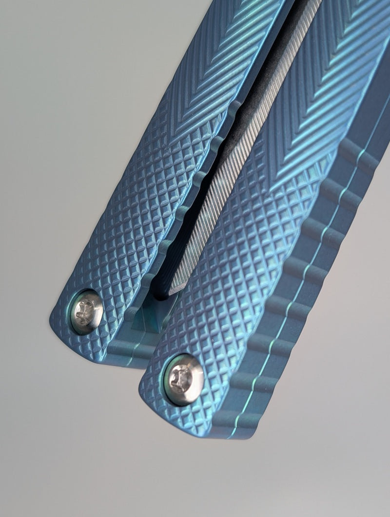 MachineWise Serif "Seafoam" Titanium Live Blade Balisong