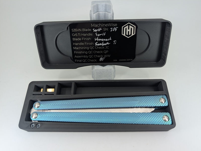 MachineWise Serif "Seafoam" Titanium Live Blade Balisong