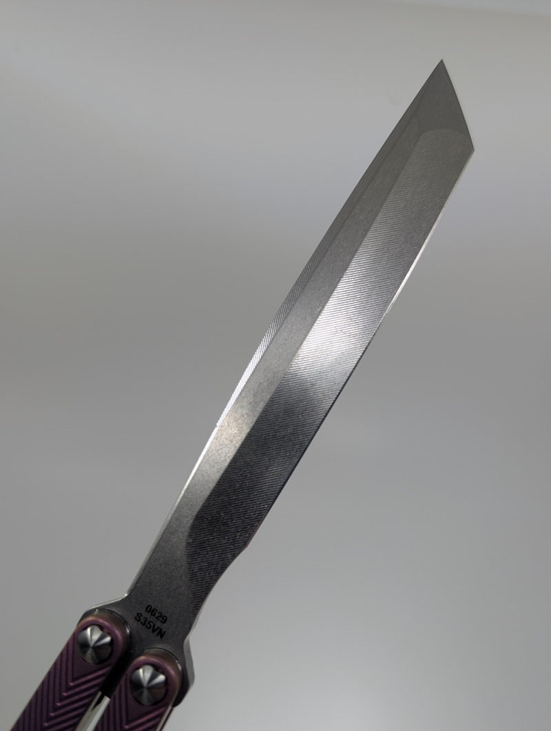 MachineWise Serif Blue / Purple Fade Titanium Live Opus Blade Balisong