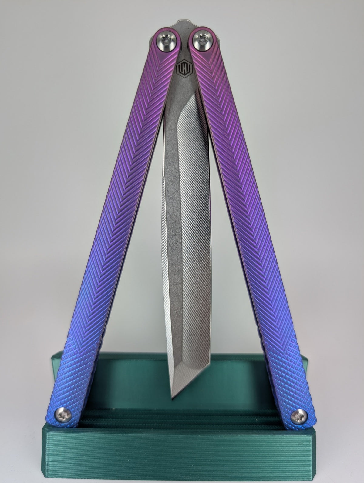 MachineWise Serif Blue / Purple Fade Titanium Live Opus Blade Balisong