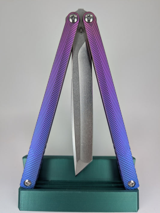 MachineWise Serif Blue / Purple Fade Titanium Live Opus Blade Balisong