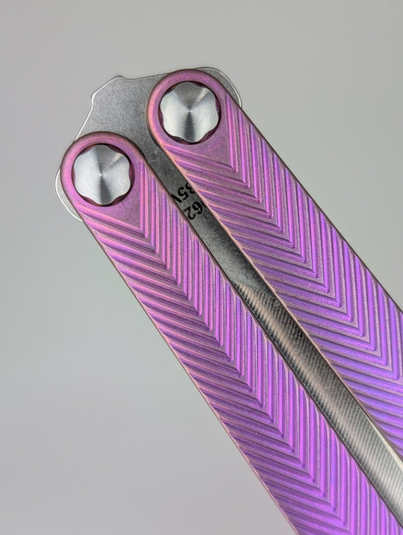 MachineWise Serif Blue / Purple Fade Titanium Live Opus Blade Balisong