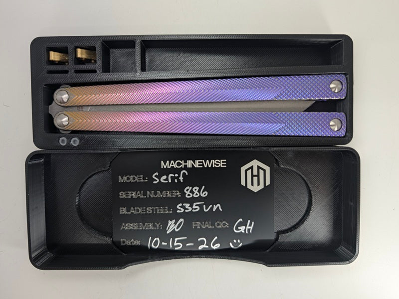 MachineWise Serif Purple Fade Titanium Live Blade Balisong #886