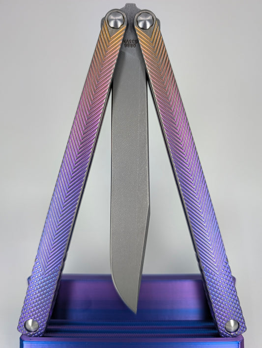 MachineWise Serif Purple Fade Titanium Live Blade Balisong #886