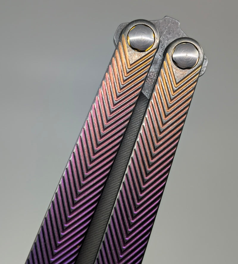 MachineWise Serif Purple Fade Titanium Live Blade Balisong #886
