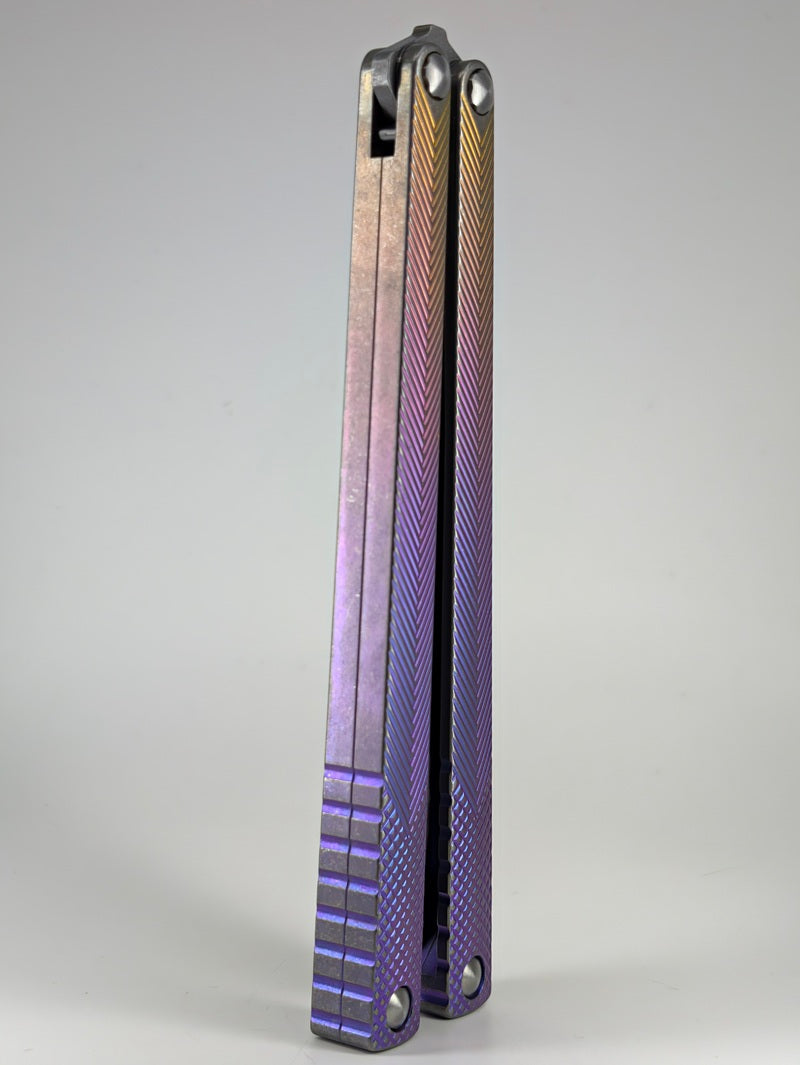 MachineWise Serif Purple Fade Titanium Live Blade Balisong #886