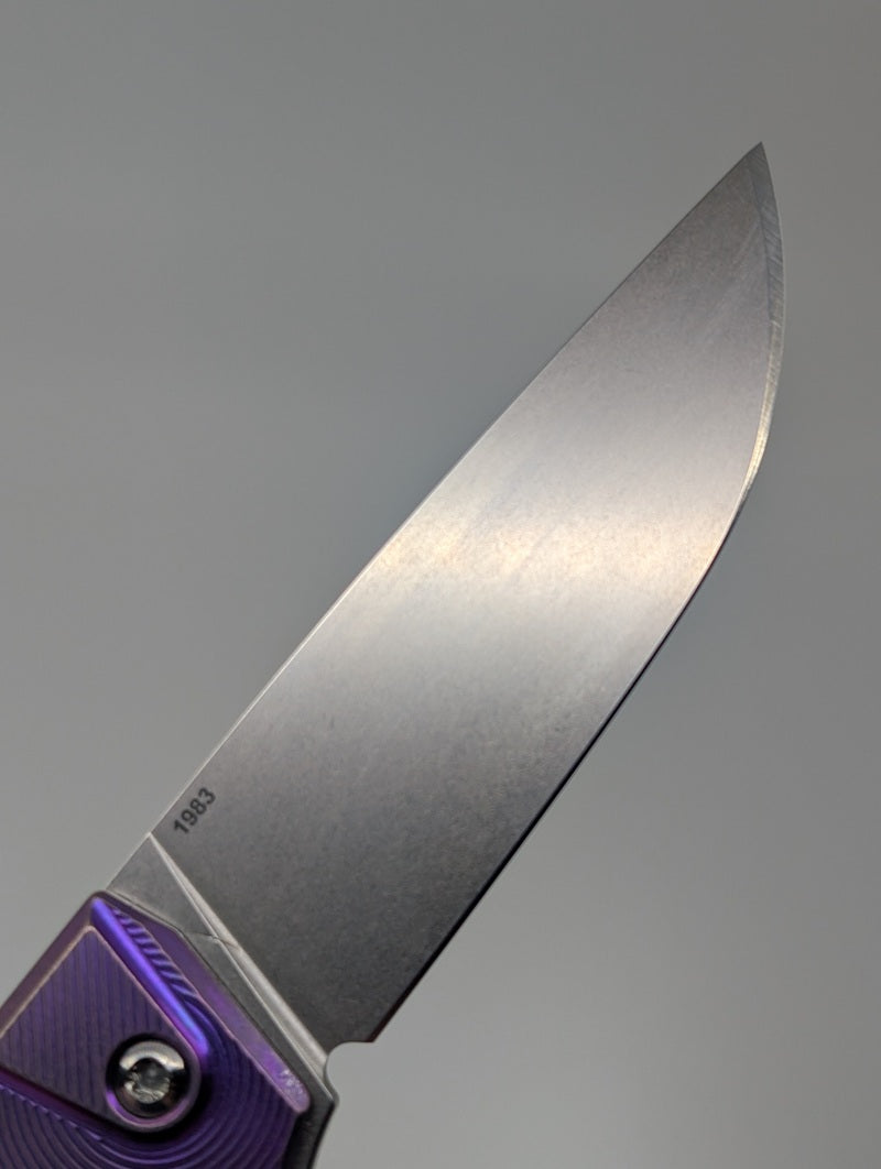 MachineWise Sonora Purple Epicenter Titanium (S90V | Titanium Bolster) Button Lock Folding Knife #1983 *BLEM*