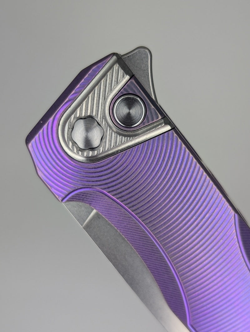 MachineWise Sonora Purple Epicenter Titanium (S90V | Titanium Bolster) Button Lock Folding Knife #1983 *BLEM*